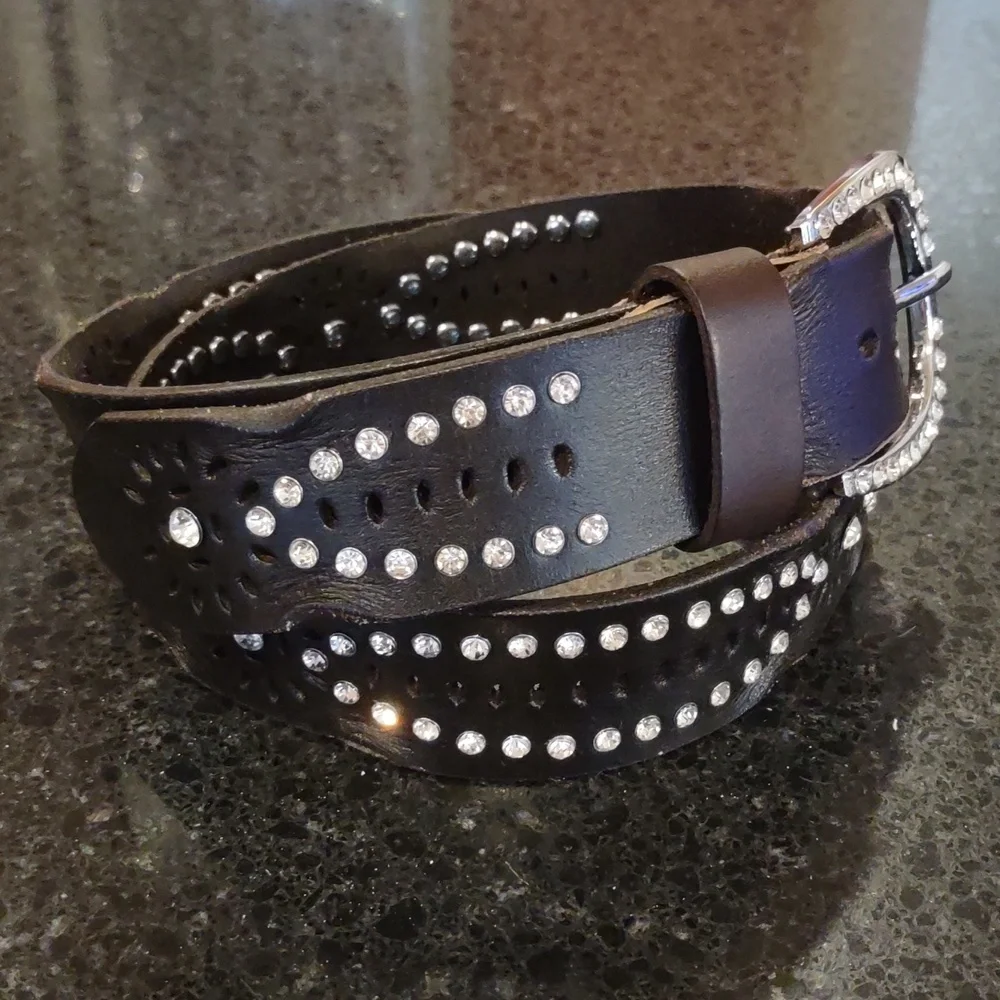 BKE | Genuine Leather Rhinestone Embellished Brown 🤎 Belt